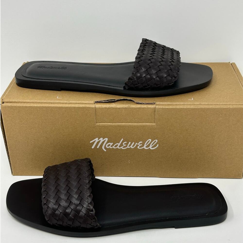 NWT Madewell Slide Sandals in Woven Leather Size 7